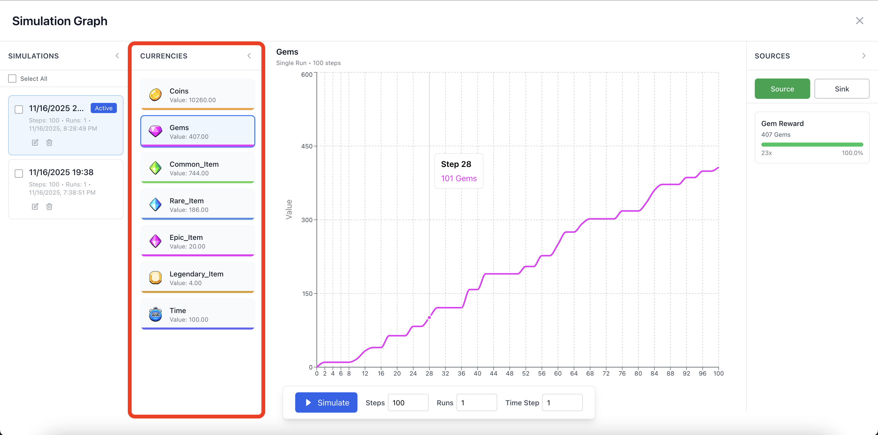 Simulation Currencies