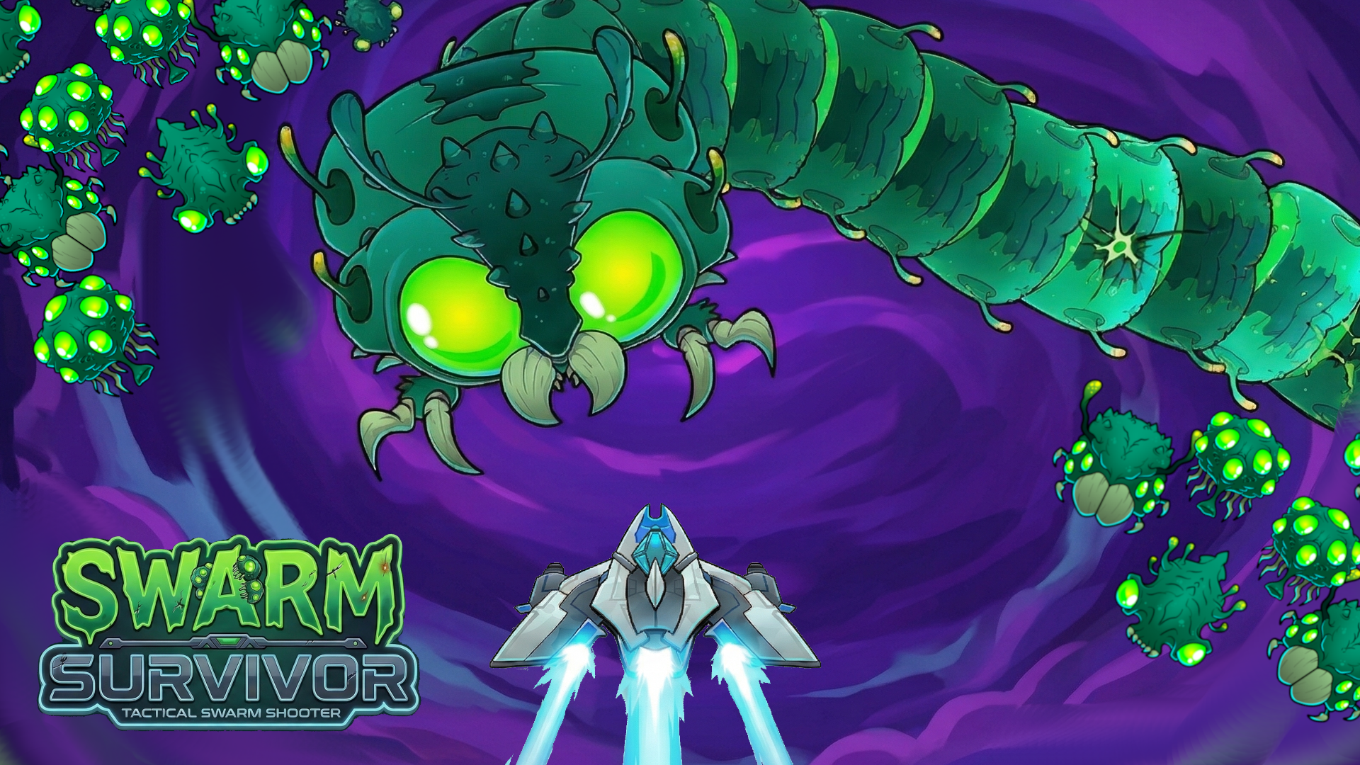 Swarm Survivor - Evade. Evolve. Exterminate. A space survivor game where you face endless insect hordes with an arsenal that grows deadlier each minute. Every upgrade is a power spike. Every swarm is a new threat.